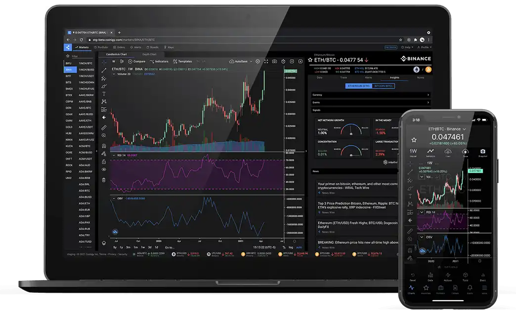 Cryptocurrency trading platform dashboard